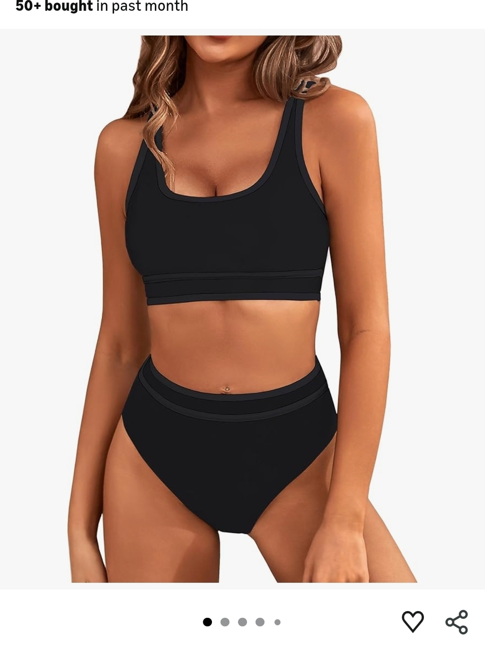 Women’s Black High Waist Scoop Neck Bikini Set